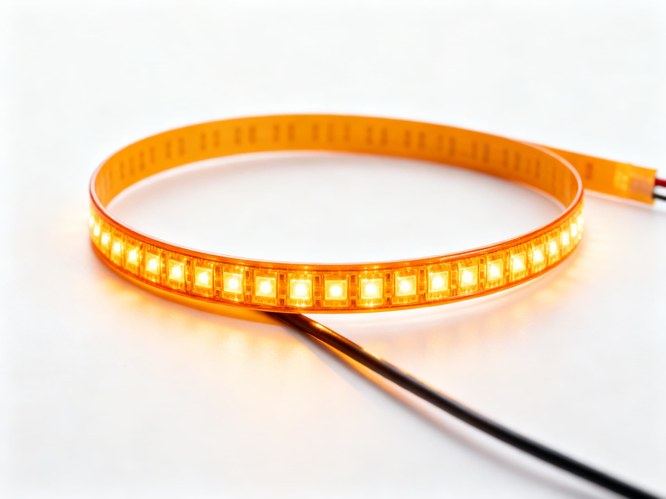 Flexible LED warning strip bent in arc